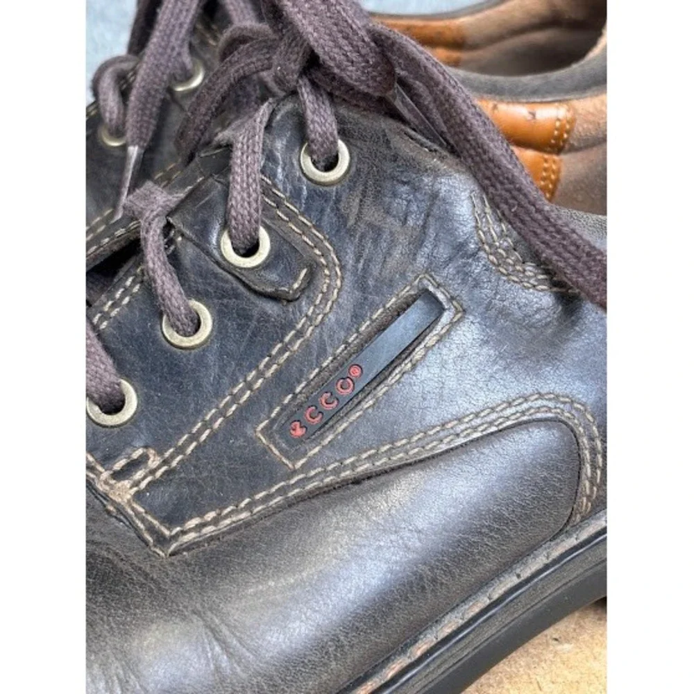 ECCO Light Mens Brown Leather Split Toe Lace Up Oxford Shoes Shock Point Size 44